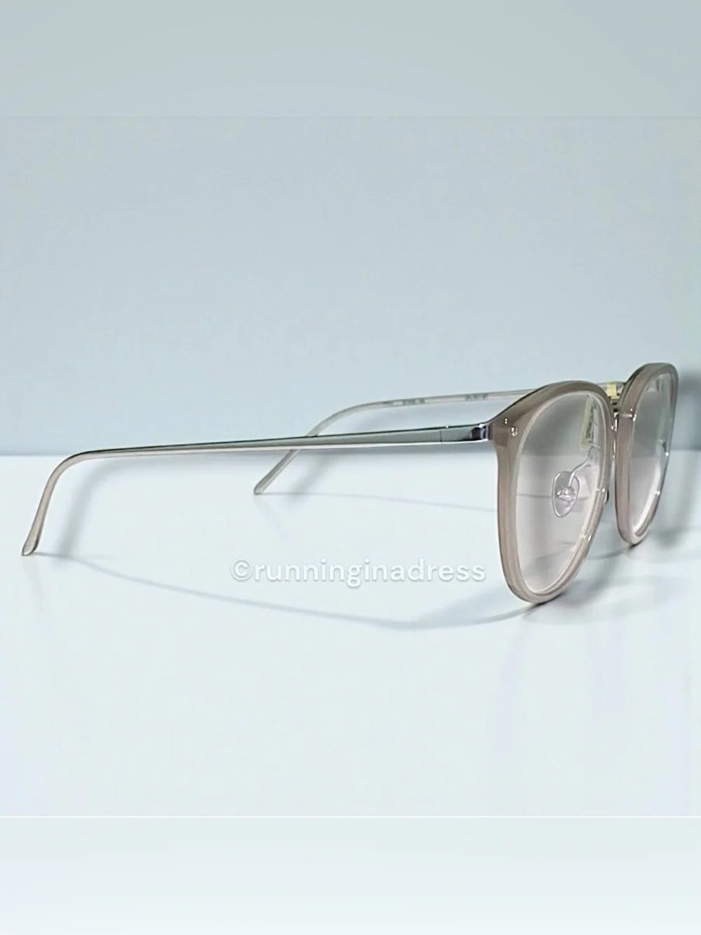LINDA FARROW Calthorpe Oval Optical Glasses NWT Milky Grey White Gold Titanium